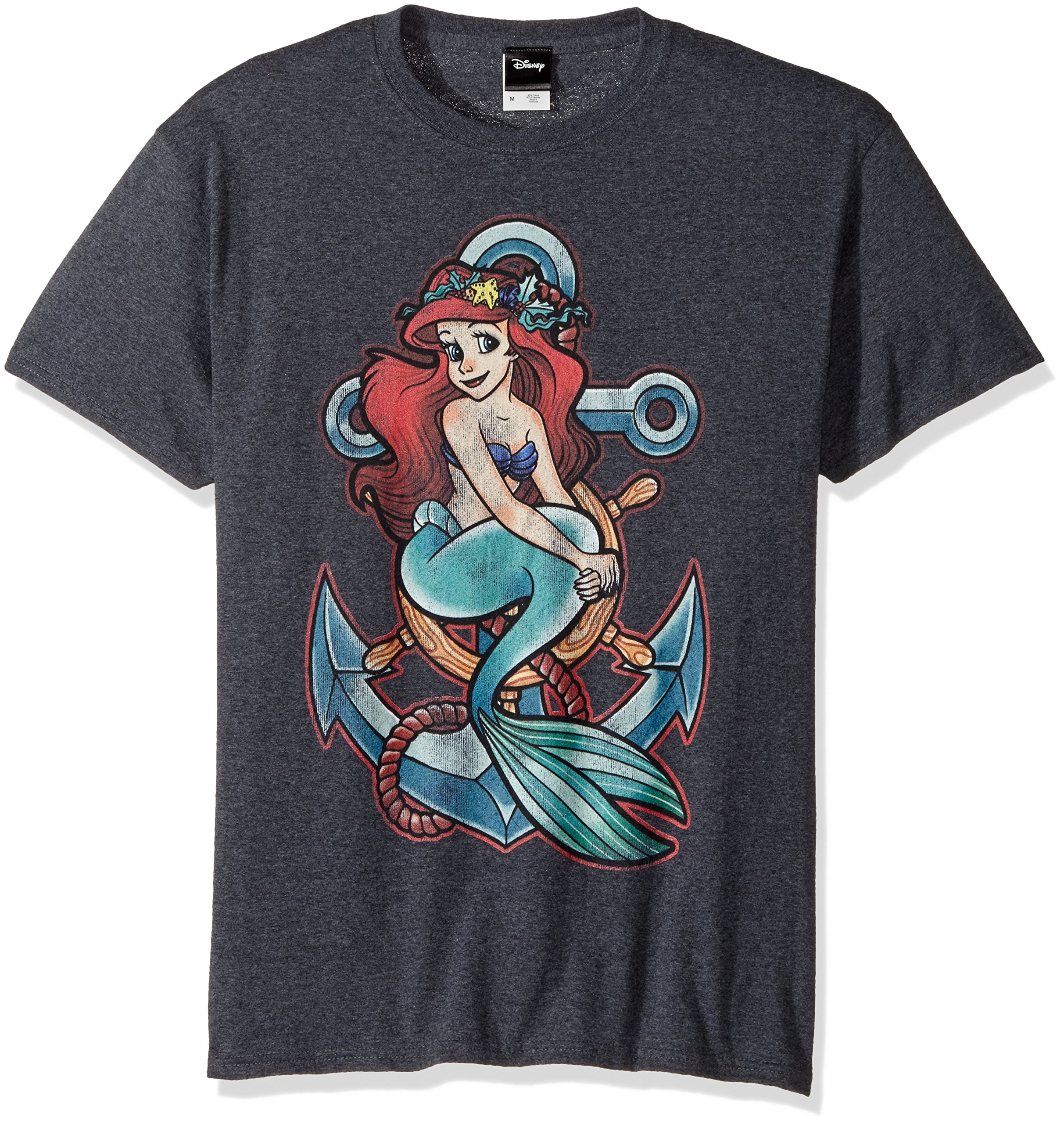 Fifth SunDisney mens Little Mermaid Ariel Anchor Graphic T-shirt T Shirt, Charcoal Heather, 5X-Large US