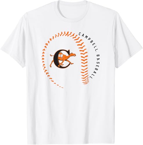 Camiseta Campbell Fighting Camels con logotipo de béisbol, Blanco