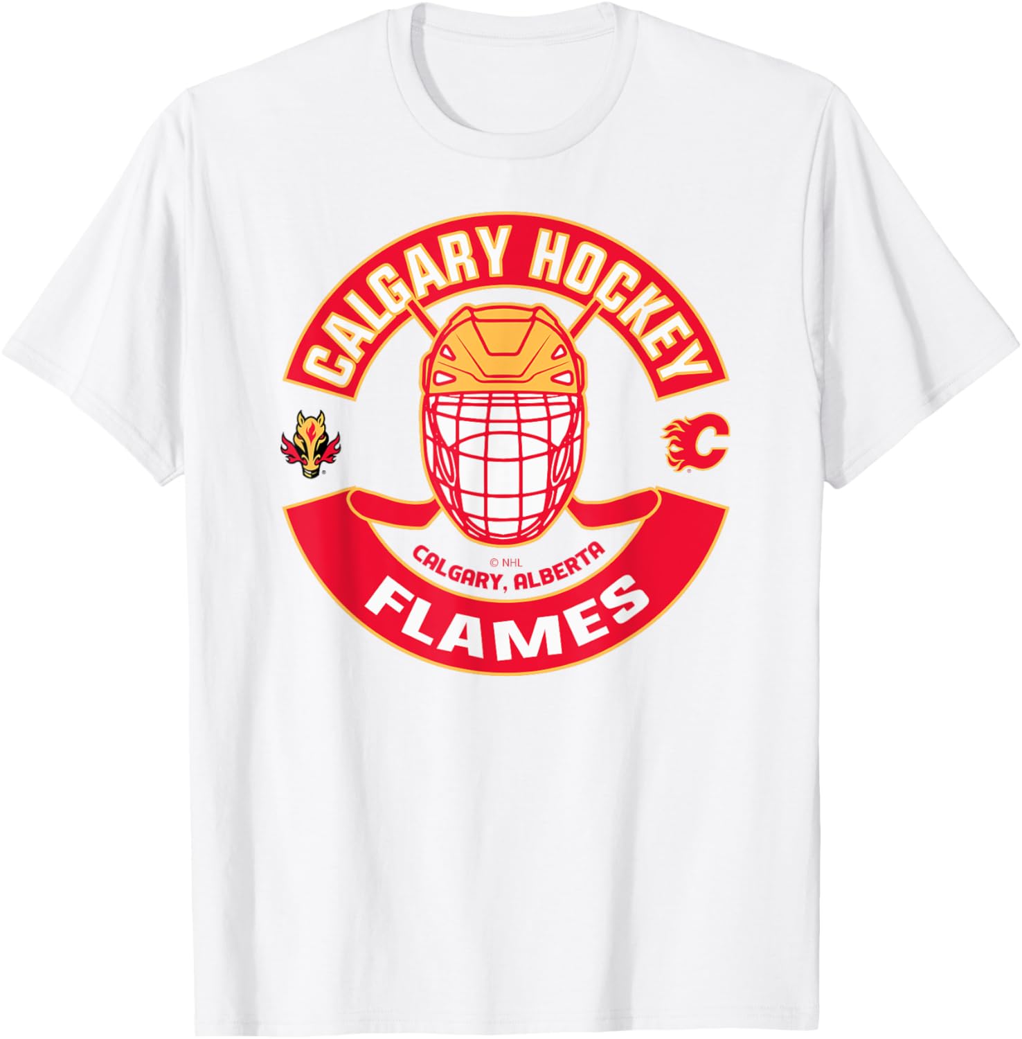 Calgary Flames Mask White Officially Licensed T-Shirt