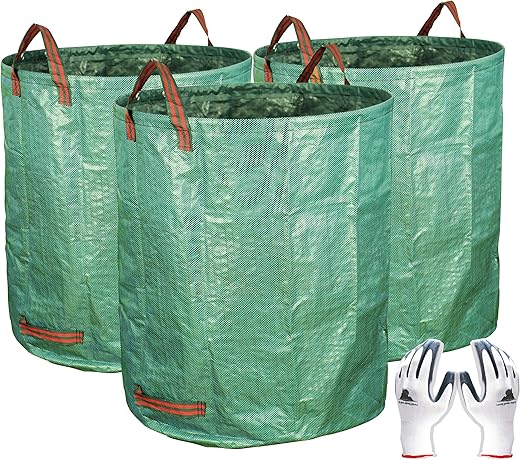 Gardzen 3-Pack 72 Gallons Garden Bag - Reuseable Heavy Duty Gardening Bags, Lawn Pool Garden Leaf Waste Bag