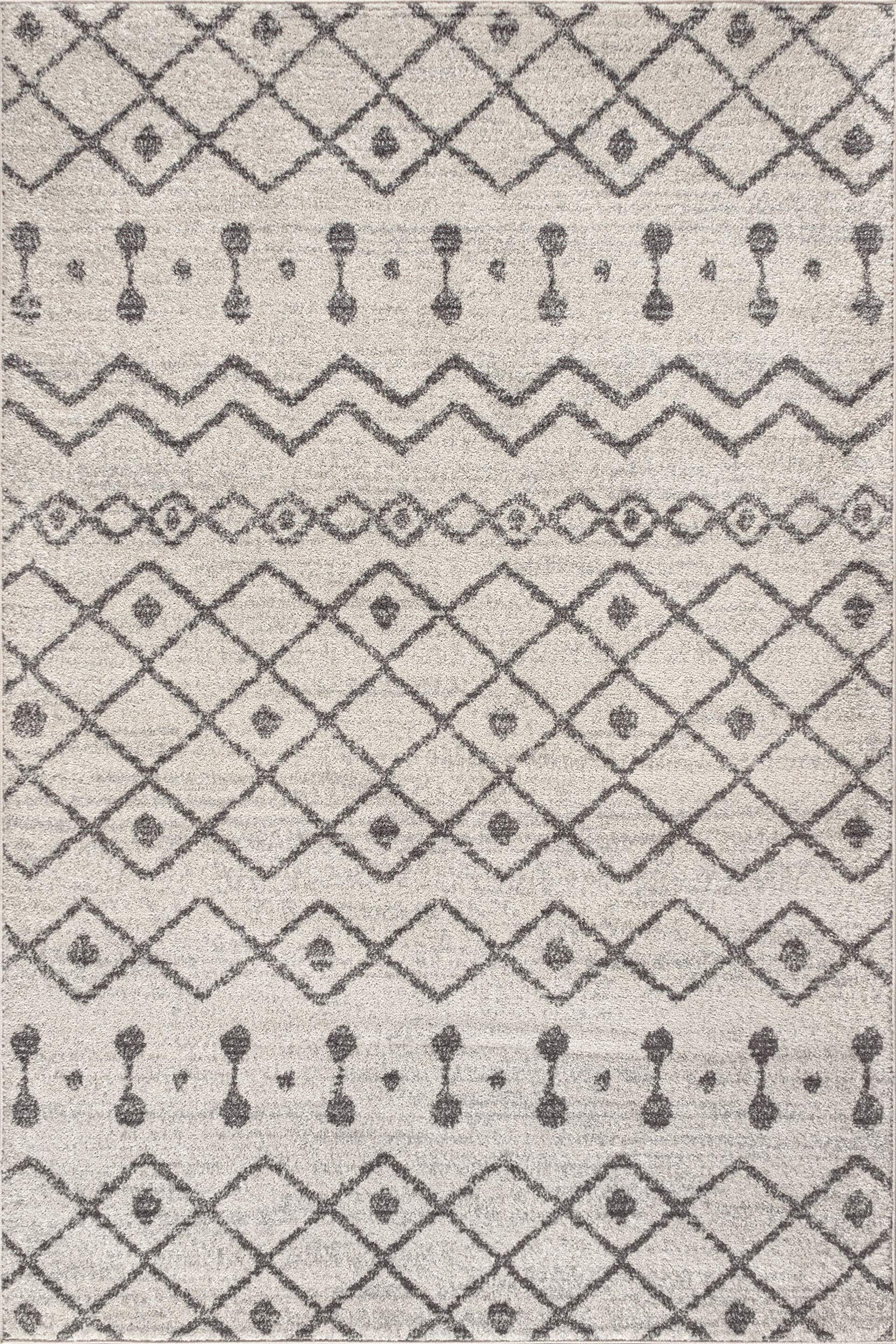 JONATHAN Y MOH208B-4 Aksil Moroccan Beni Souk Indoor Farmhouse Area-Rug Bohemian Minimalistic Geometric Easy-Cleaning Bedroom Kitchen Living Room Non Shedding, 4 ft x 6 ft, Cream/Gray