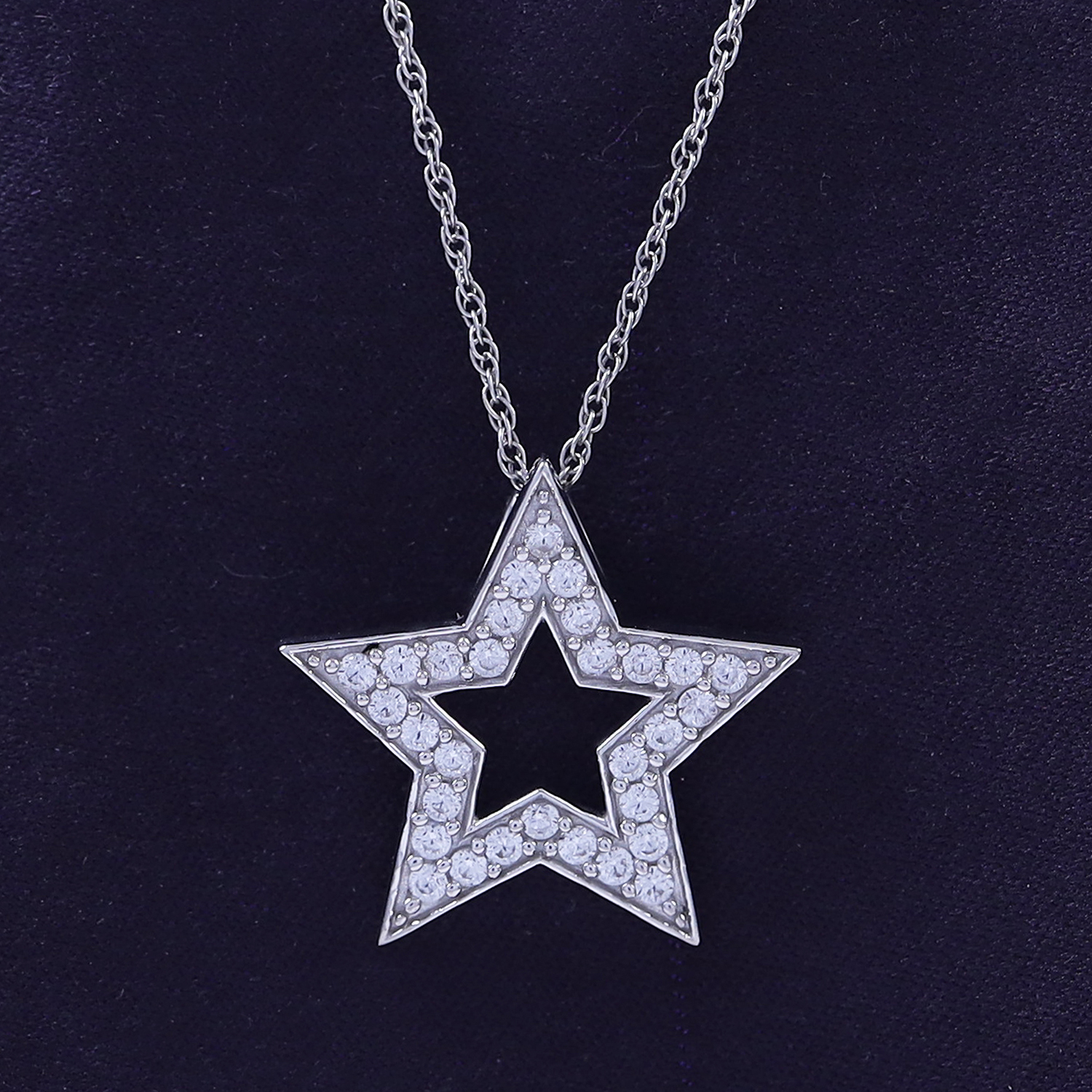 Amazon.com: AFFY Round Cubic Zirconia Patriotic Open Star Pendant