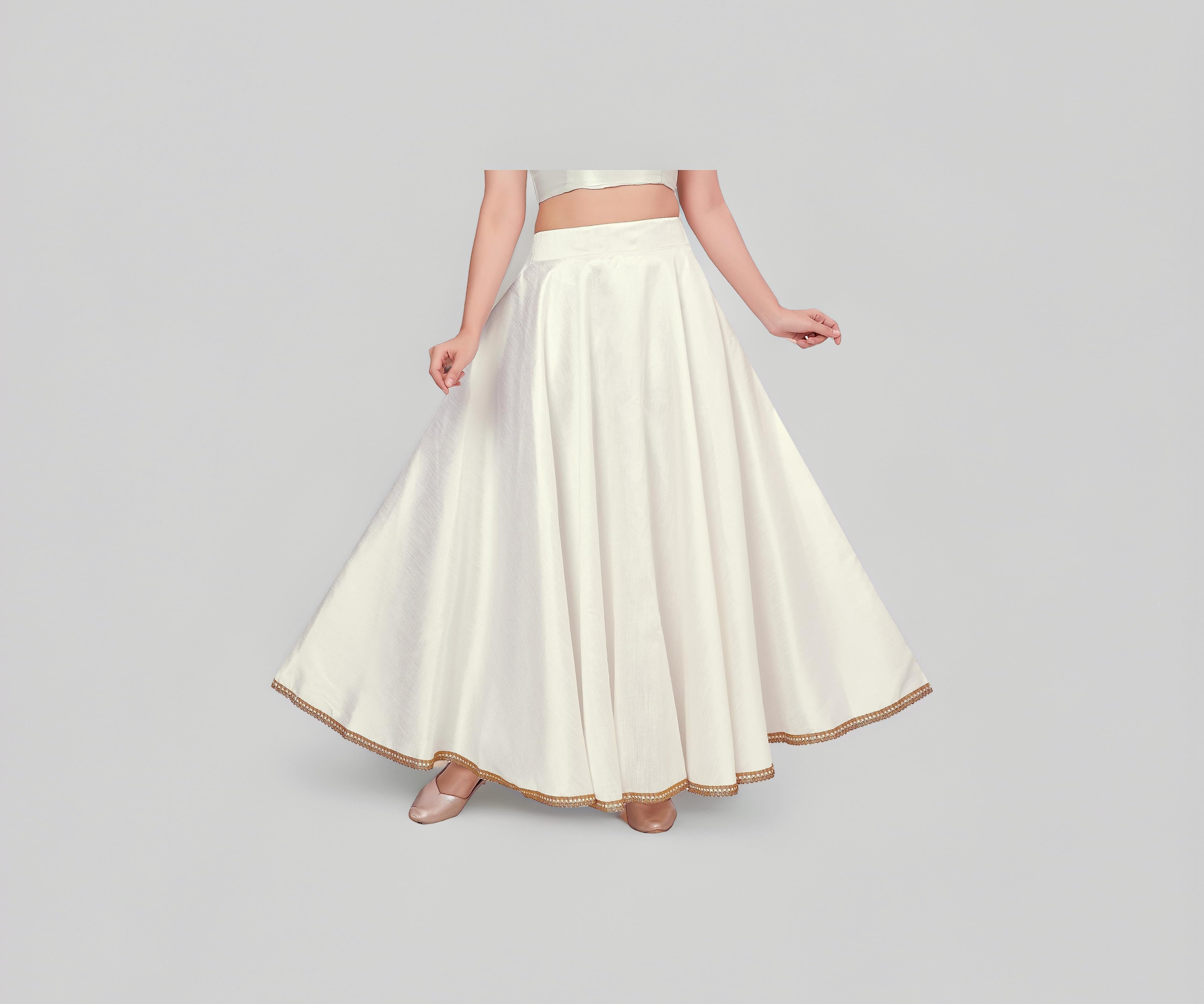 Women's Poly Silk Skirt/Lehenga With 8 Meters Maxi Flare (Double Ghera)