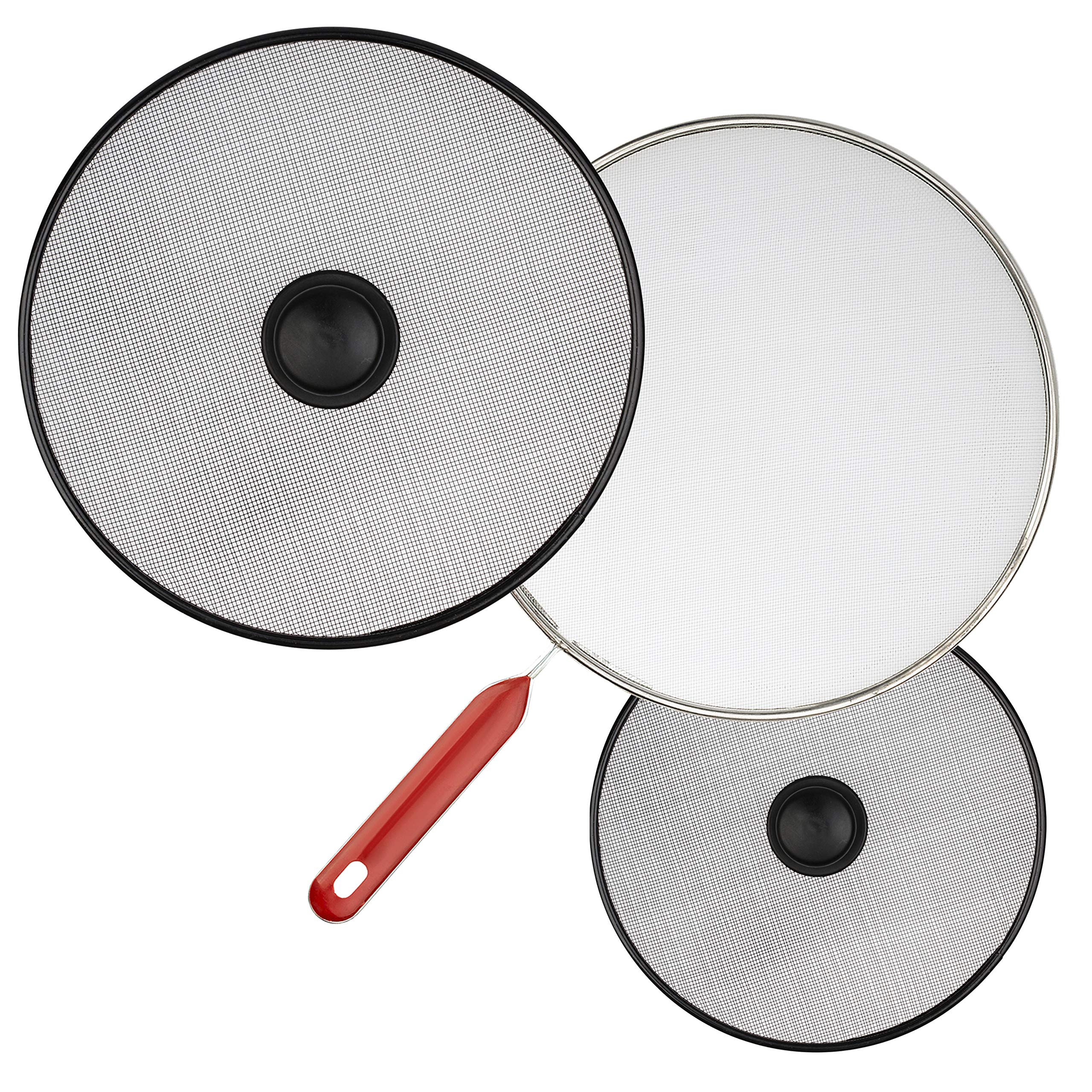 Juego de 3 cubiertas para sartén de aceite de cocina de 20,8 cm, 29 cm y 29 cm, pantalla de salpicaduras de acero inoxidable para sartén