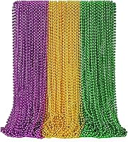 Vista 25 de 50 PCS Collares de Cuentas de Mardi Gras, Metálicos 10 Tipos de Collares de Cuentas Recuerdos de Fiesta, Collar de Mardi Gras de 33", Accesorios