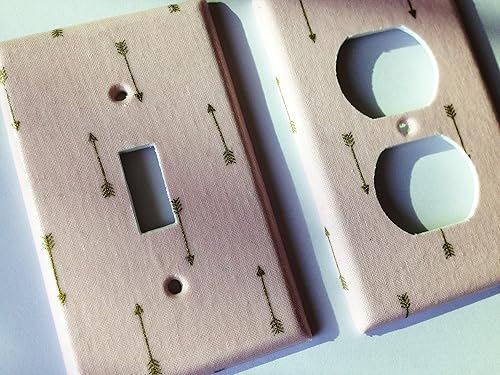 Pink and Gold Metallic Arrows Light Switch Plate -Various Sizes Offered