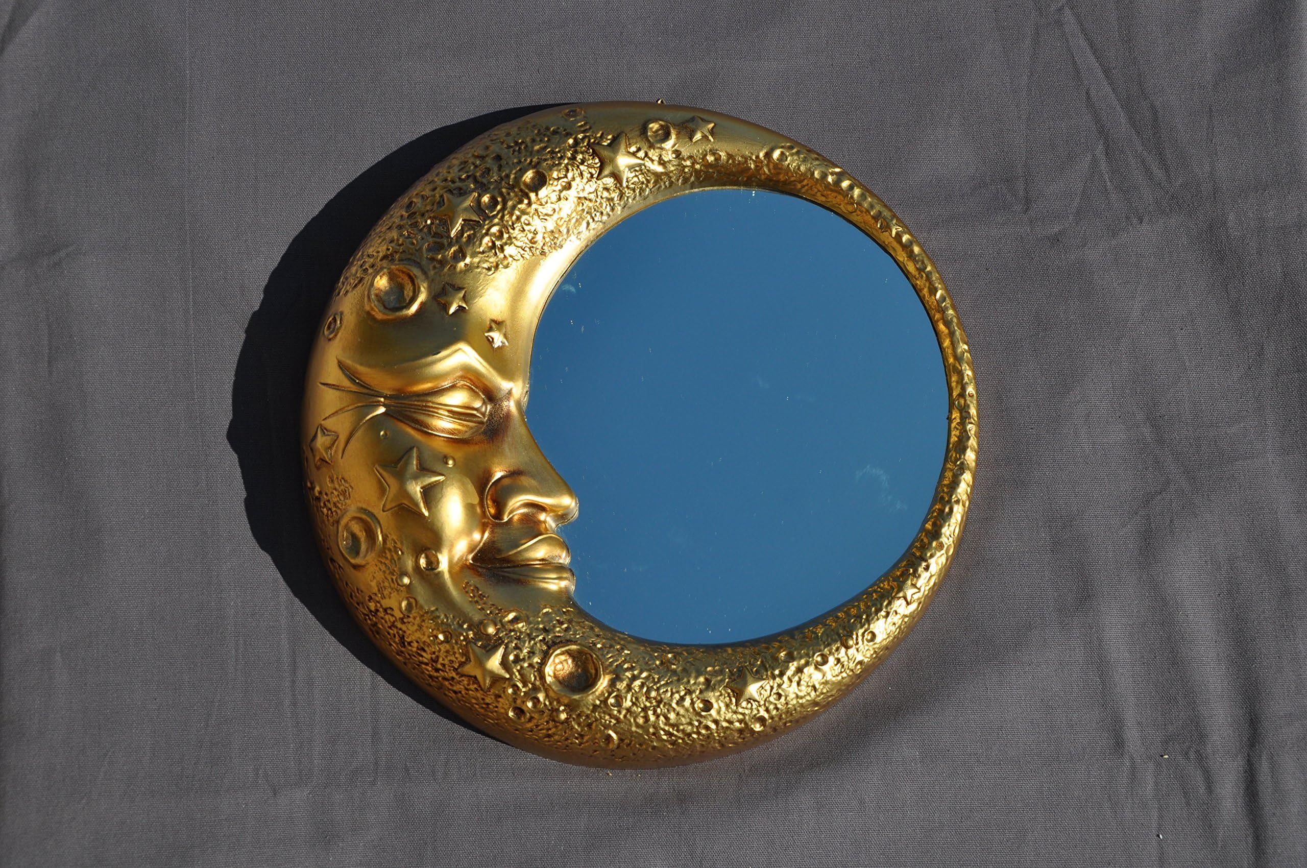 Golden Moon Mirror Gold Baroque Style Faux Vintage Cm 32 Diameter