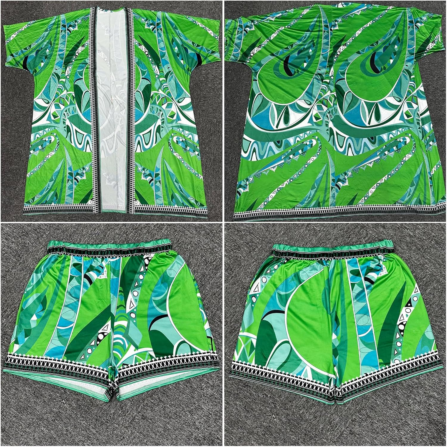 2 Piece Outfits for Women Sexy Beach Cover Up Shorts Set Open Front Long Cardigan - Image 4