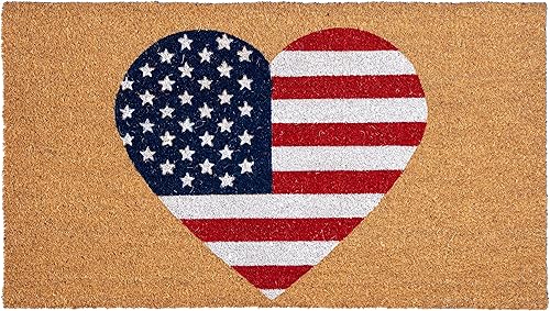 WALBROOK Tapete de bienvenida con diseño de corazón de bandera estadounidense, tapete para puerta delantera de todos los Estados Unidos, tapete para WALBROOK Tapete de bienvenida con diseño de corazón de bandera estadounidense, tapete para puerta delantera de todos los Estados Unidos, tapete para