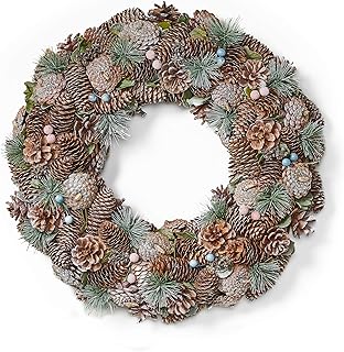 Christopher Knight Home Wreath, Natural + White + Glitter