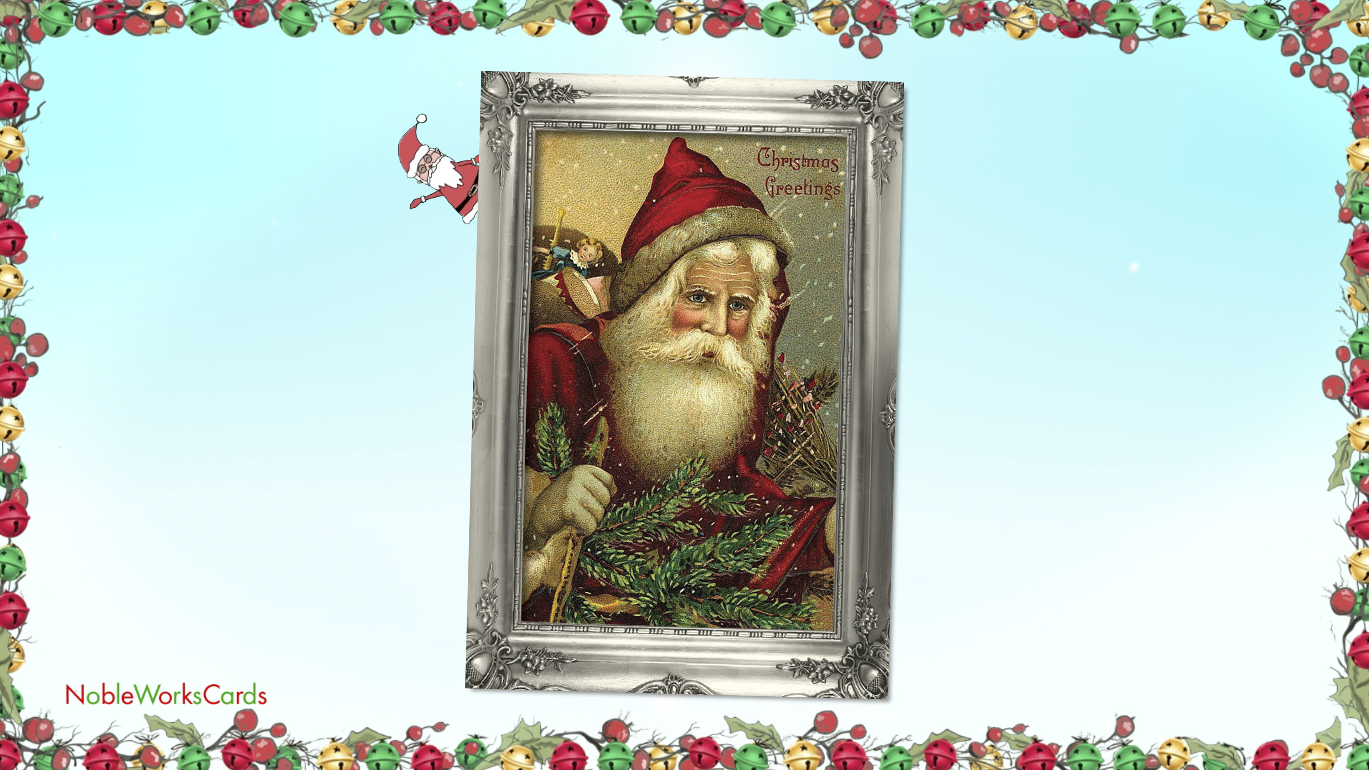 B1746DXSG Box Set of 12 Picture-Perfect Santas Christmas Greeting