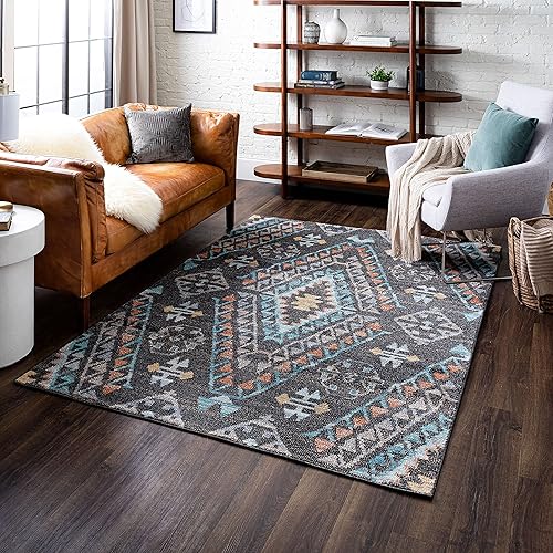 Miniatura 10 de Mohawk Home Bonilla - Alfombra caprichosa de 6 x 9 pies color azul cielo perfecta para sala de estar comedor y oficina