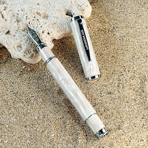 Miniatura 4 de LACHIEVA LUX Pluma estilográfica de madreperla con punta fina alemana. Bolígrafo de lujo para cada festividad. Juego de regalo de escritura premium