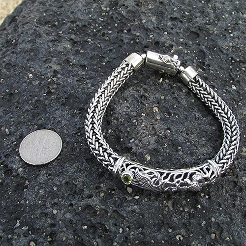 Miniatura 3 de Turtle Manta Ray Bracelet. Sterling Silver. Peridot. 7 inch.