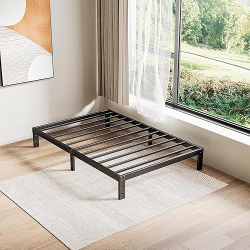 Miniatura 1 de LUKIROYAL Base de cama baja, marco de cama de metal de 7 pulgadas, marco de cama de perfil bajo resistente con listones de acero, marco de cama