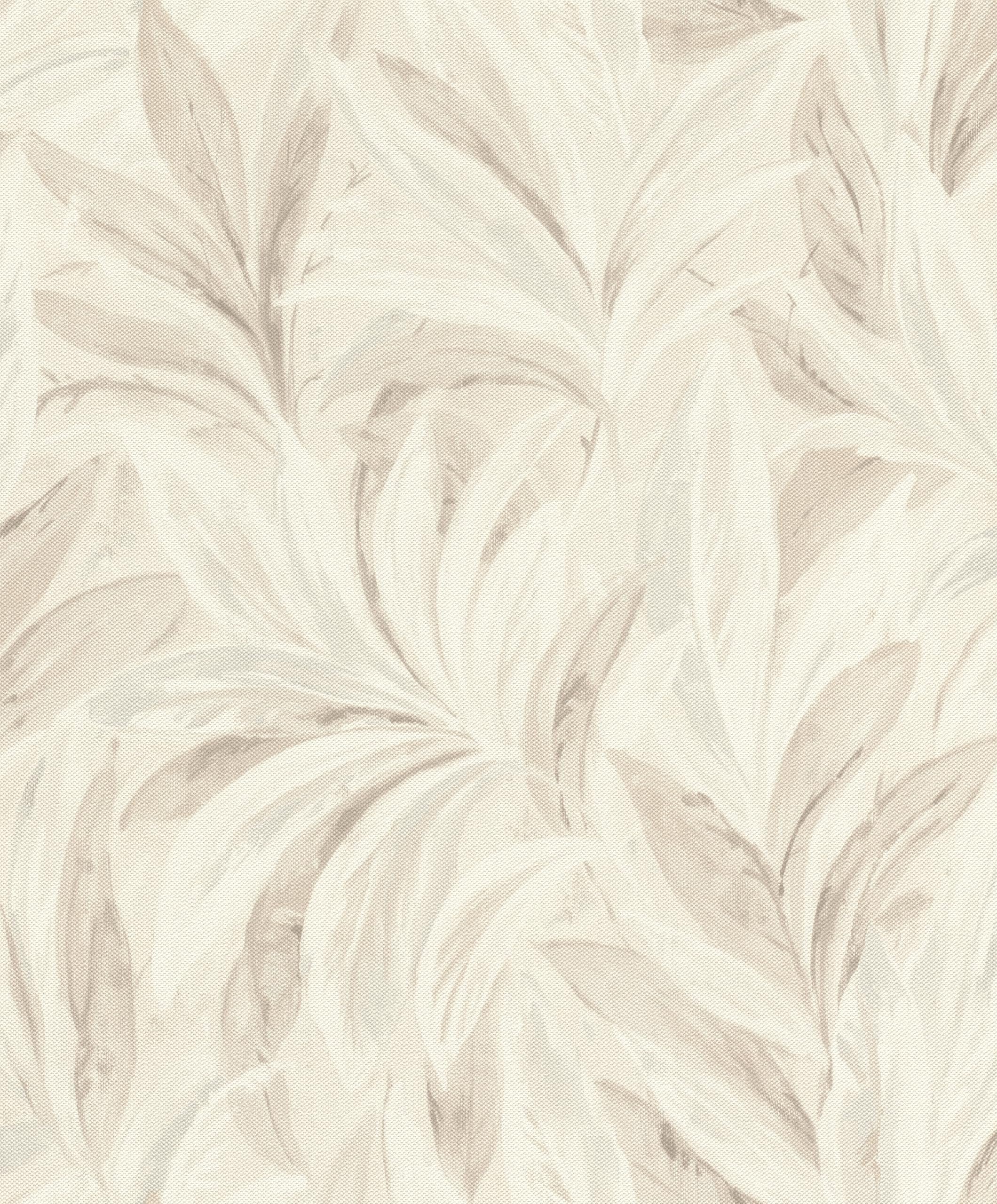 Rasch Non-Woven Wallpaper Leaves - Floral Vinyl Wallpaper Leaf Pattern in Beige for a Cosy Living Environment - Robust and Washable - 10.05 m x 0.53 m