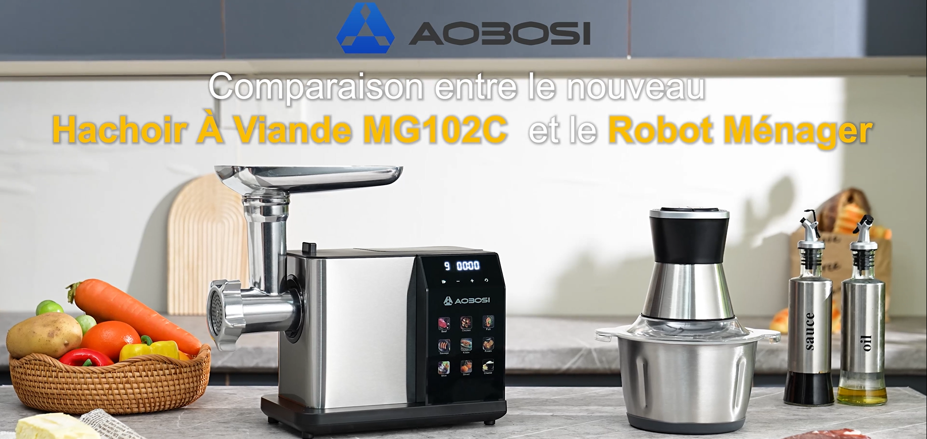 AAOBOSI Hachoir à viande électrique #10 [3000W] Hachoir à viande
