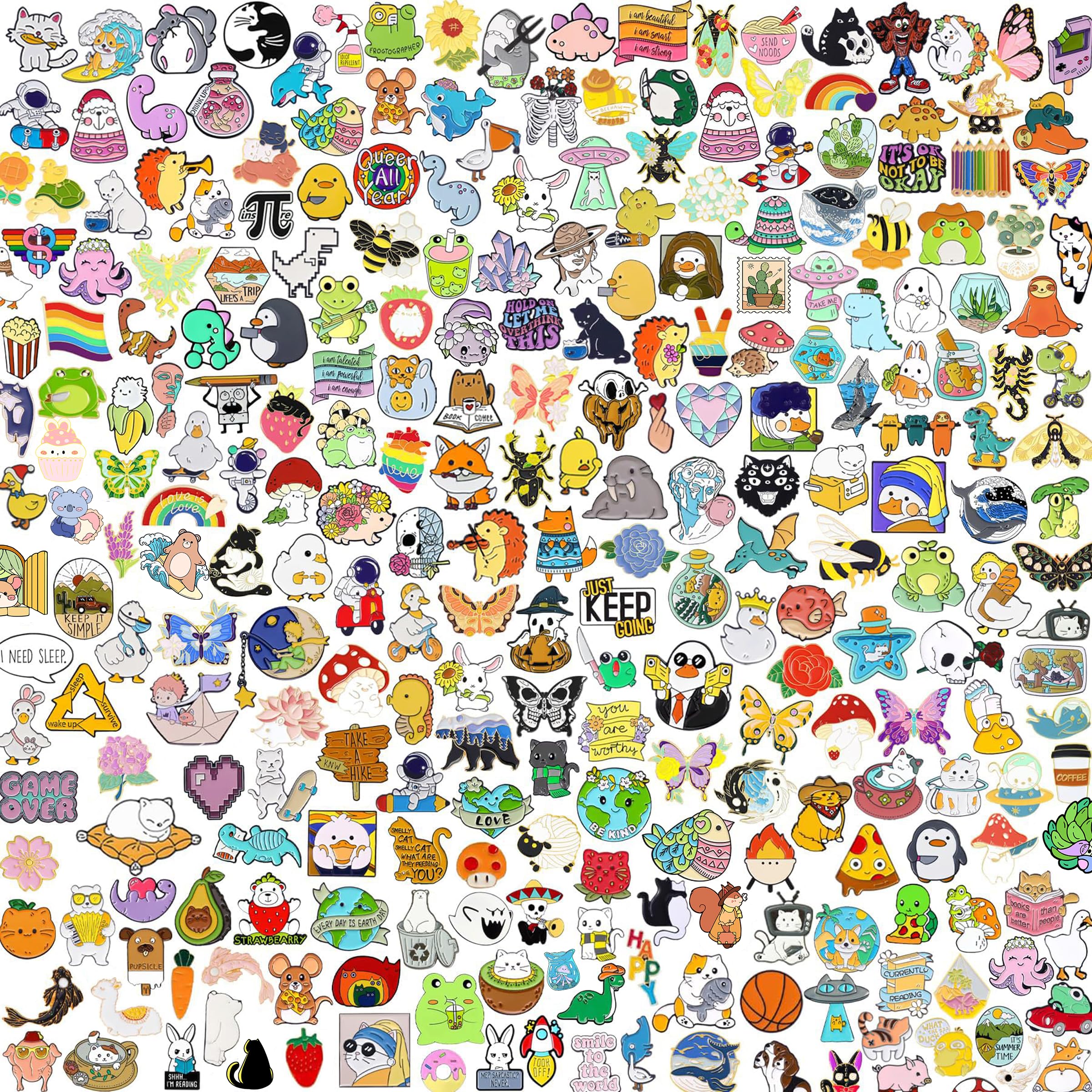 20/40/60 pcs Cute Mixed Enamel Pins Bulk Set, Funny Plant Anime Lapel Badges, Cartoon Button Pins Jewelry for Backpack Cloths Hats Jacket Decoration, Festival Gifts