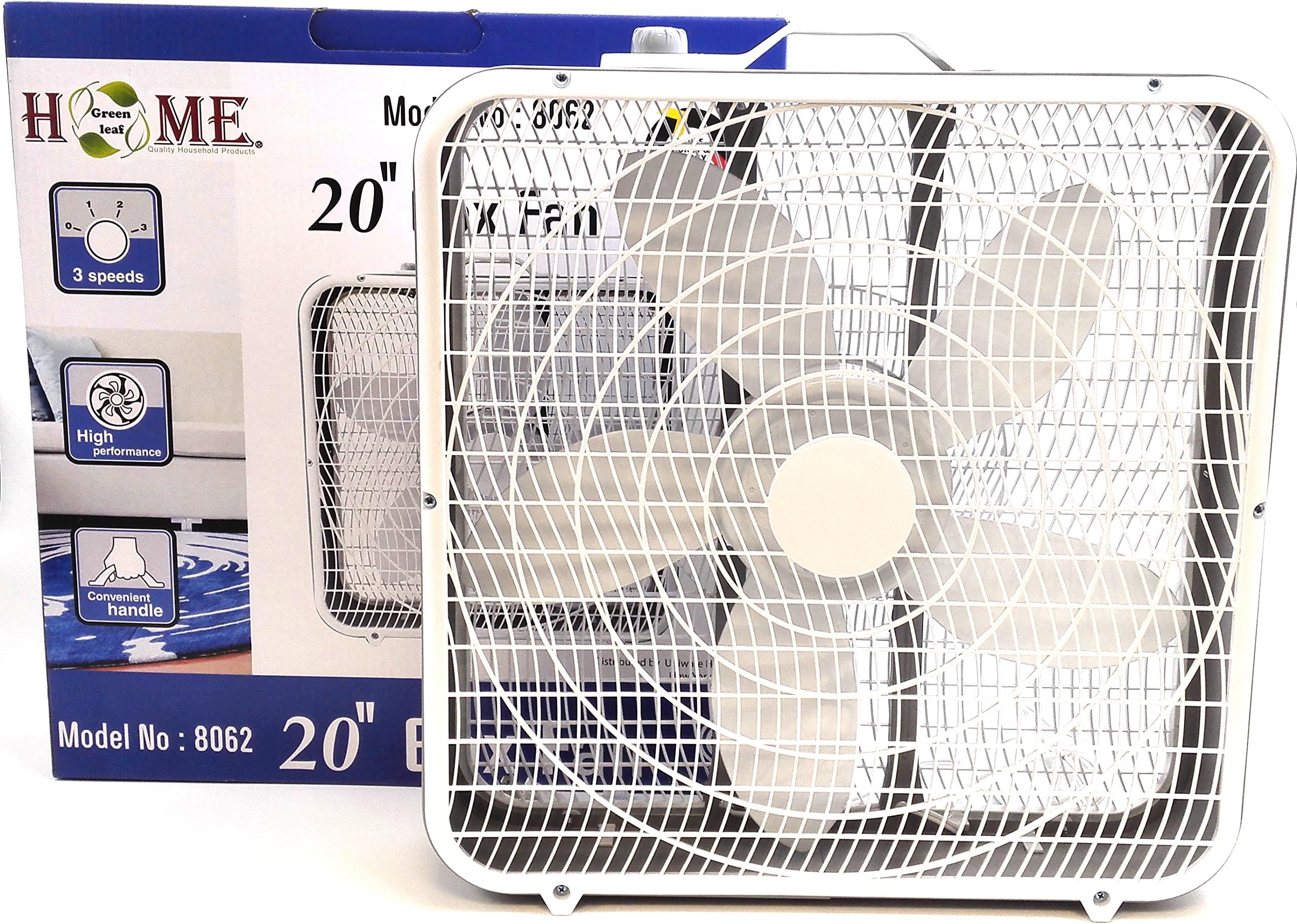 8062 Portable 3 speed box floor fan 20 Inches, quiet operation,125v