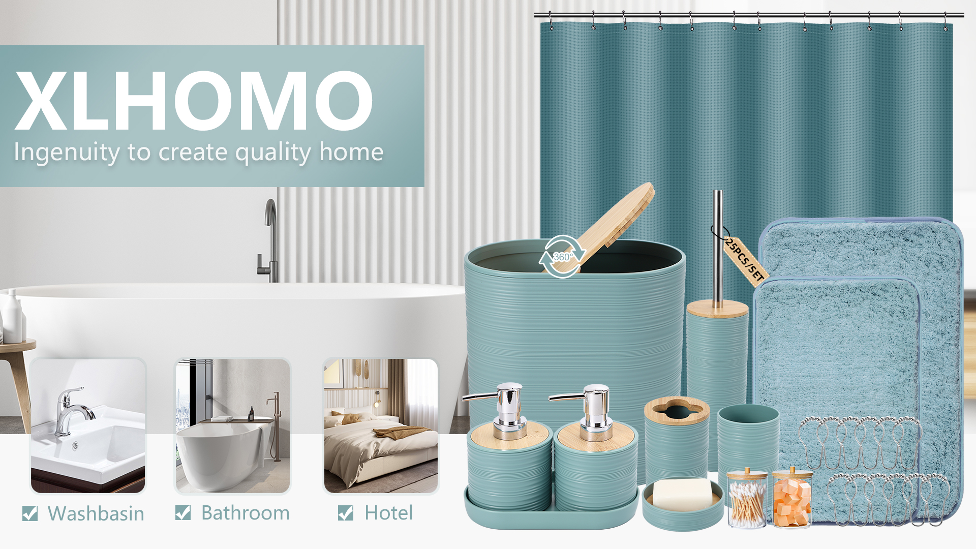 Amazon.com: XLHOMO Bathroom Set - Light Blue Bathroom