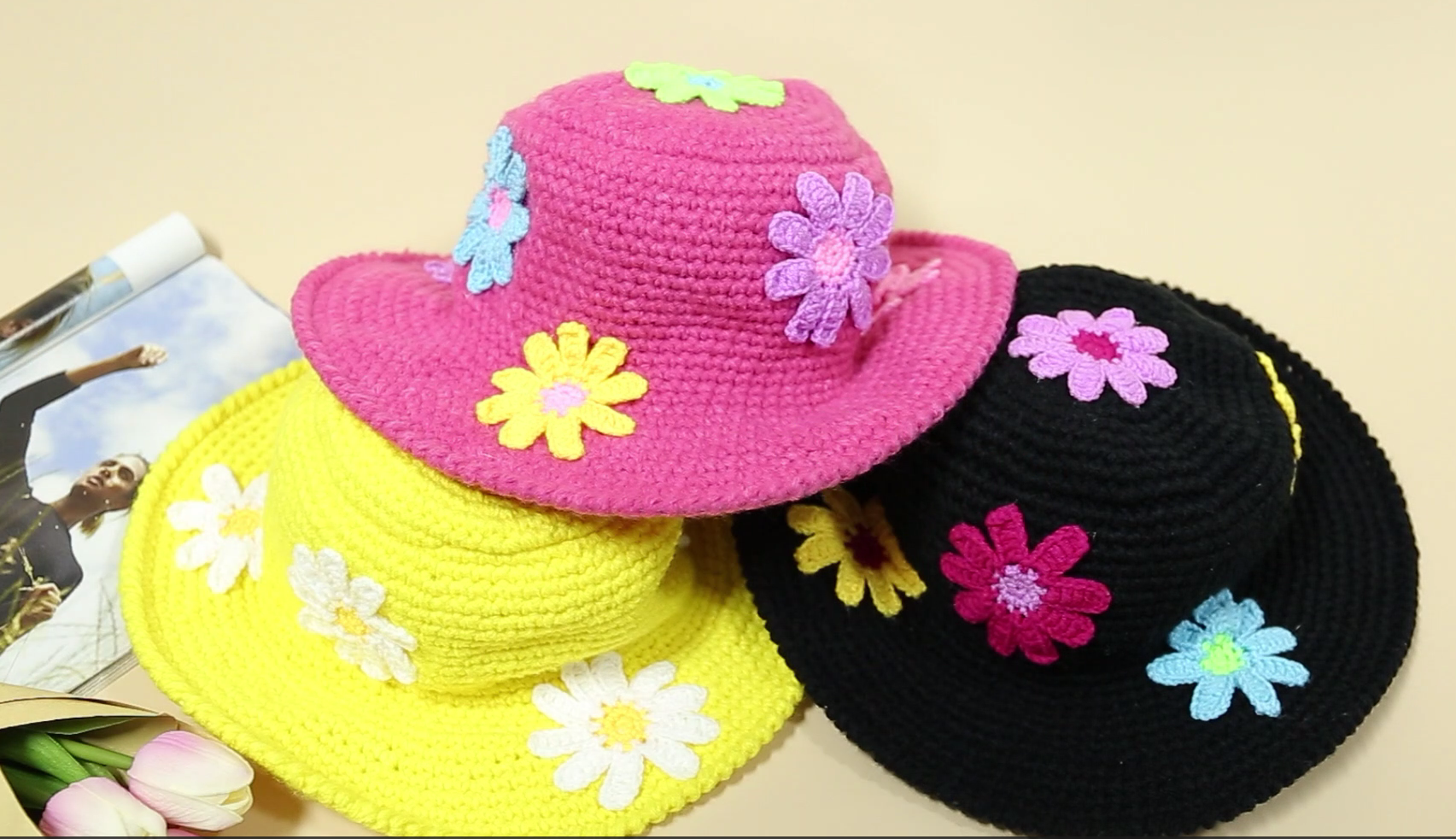 Crochet bucket hat women knitted fisherman cap boho travel beach summer sun hat Made by Minga | Unisex Crochet Bucket Hat | Handmade | Natural main image 3