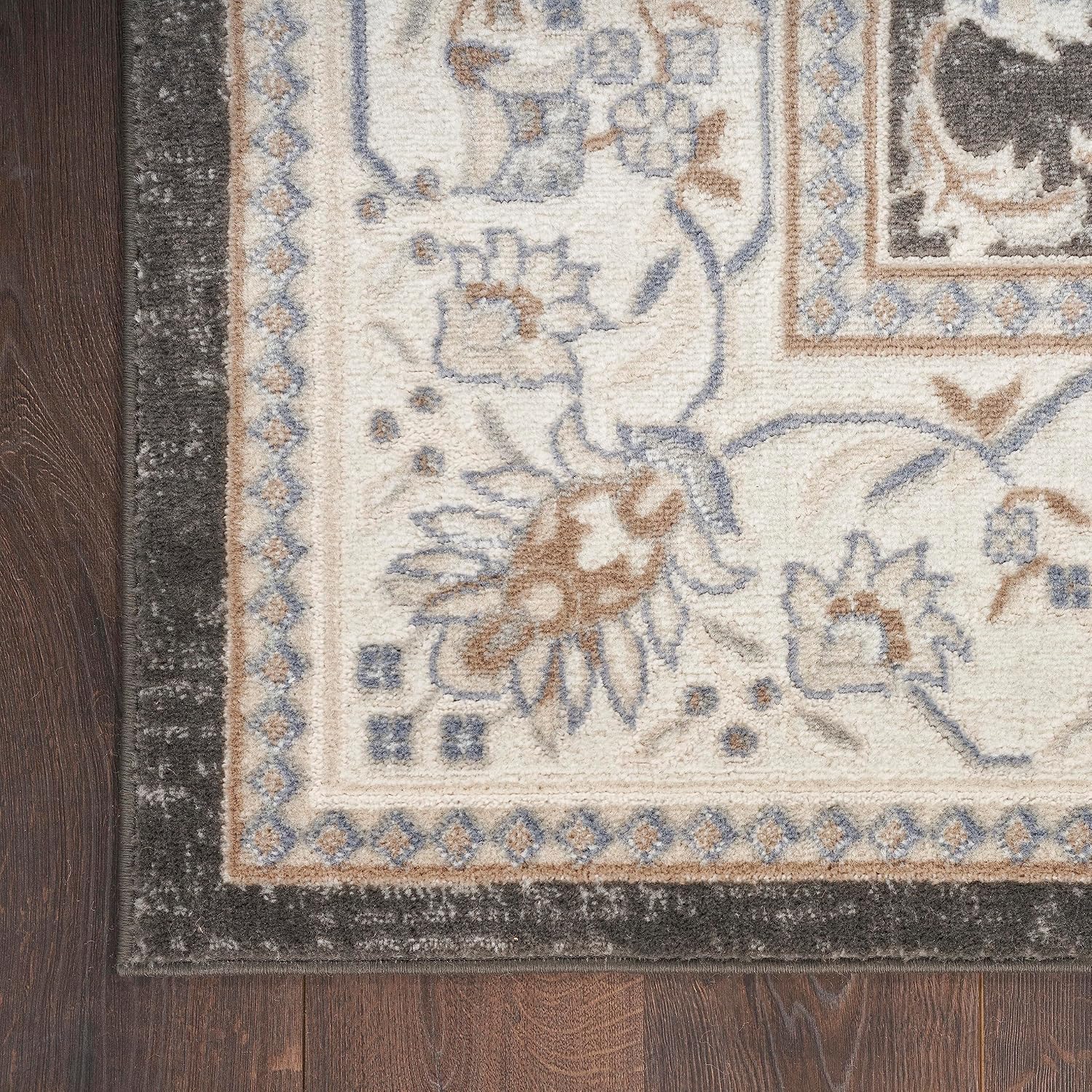 Nourison Home Serenity Home Ivory Grey Blue 2'2" x 7'6" Area Rug - Easy Clean, Non Shedding, Bed Room, Living Room, Dining Room, Kitchen (8' Runner)