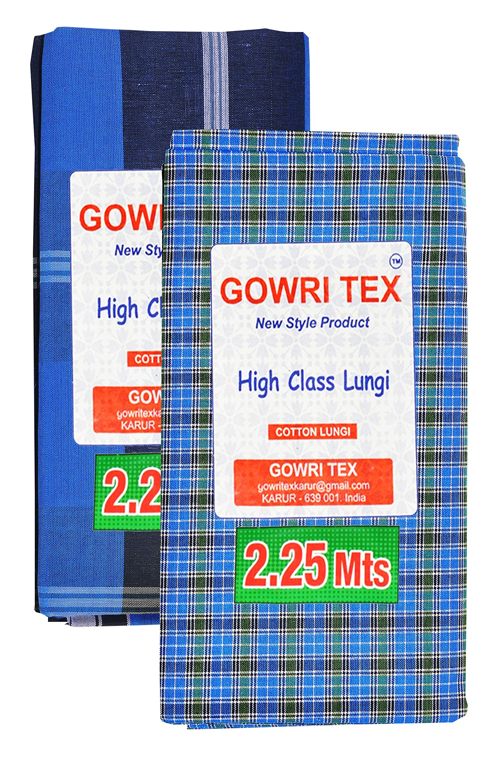 gowri tex Gowri TexCotton Stitched Lungis Pack Of 2 (Ready To Wear) 2.25Meter-picture-21