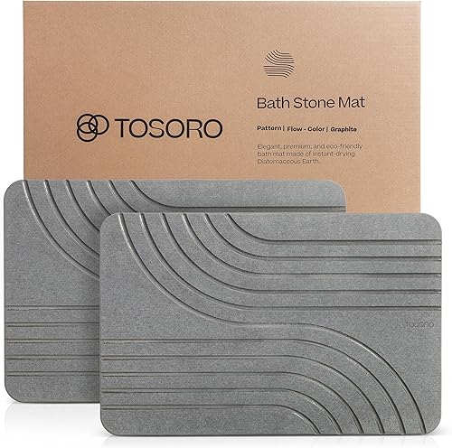 TOSORO - Tapete de baño de piedra, tapete de ducha antideslizante de tierra de diatomeas - Tapete de baño absorbente de secado rápido - Diseño
