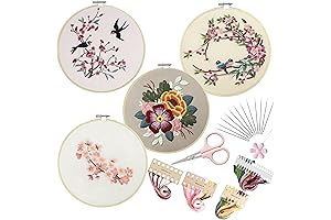 4 Set Full Range Embroidery Kits for Beginners DIY Gift Kit with...