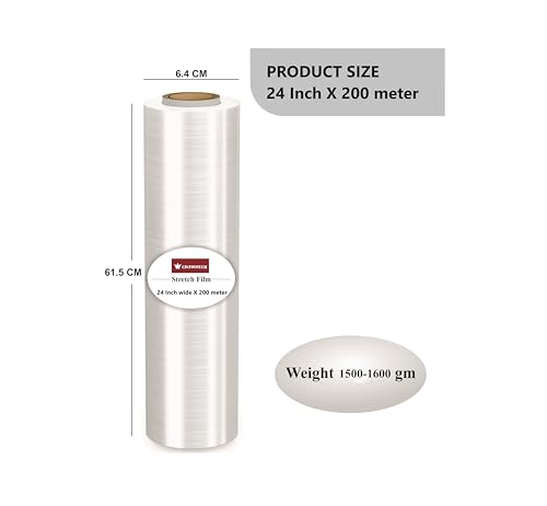 Image of Packing Material, 24 Inch (600 mm), 200 Meters length Large Roll for Packing and multipurpose, 1.6 KG in weight Per Unit, (Pack of 2)