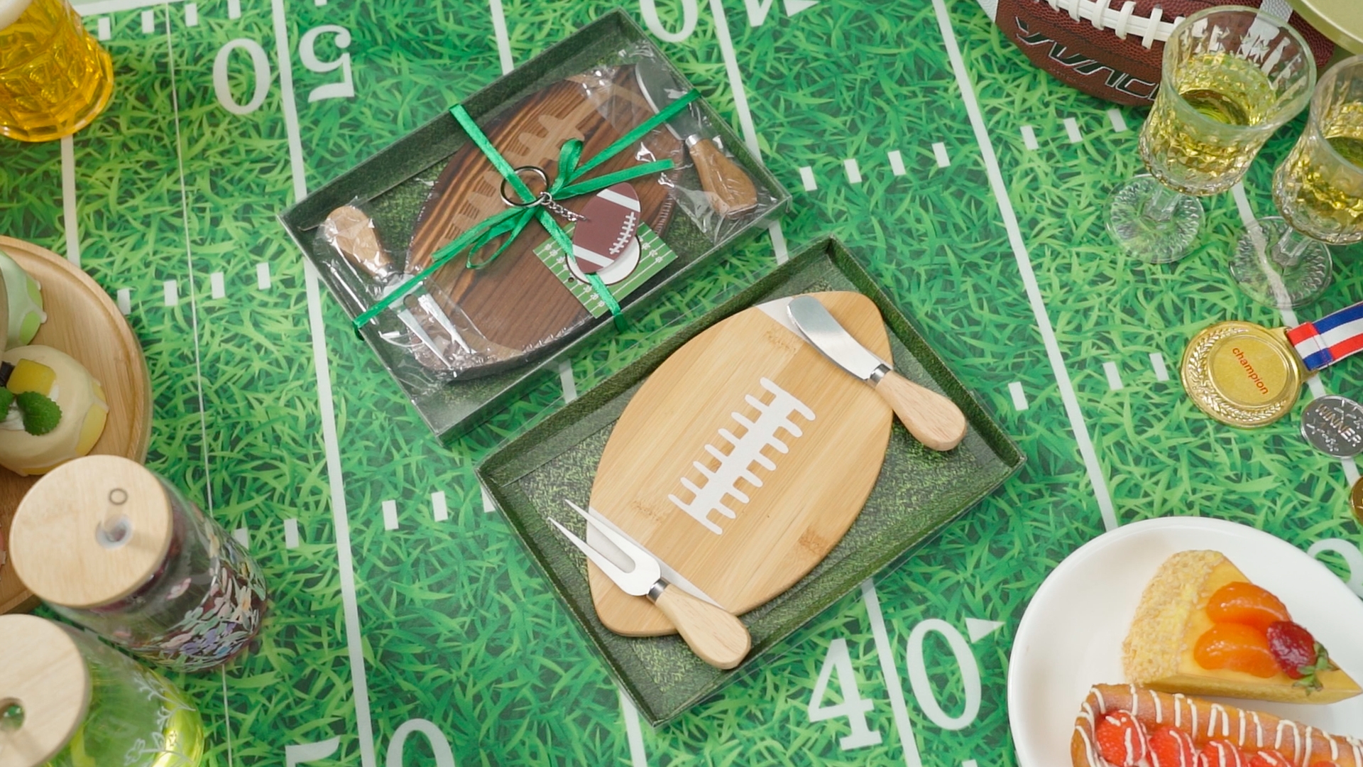 Set Tabla De Cortar En Forma De Futbol Con Cuchillos miniatura 7