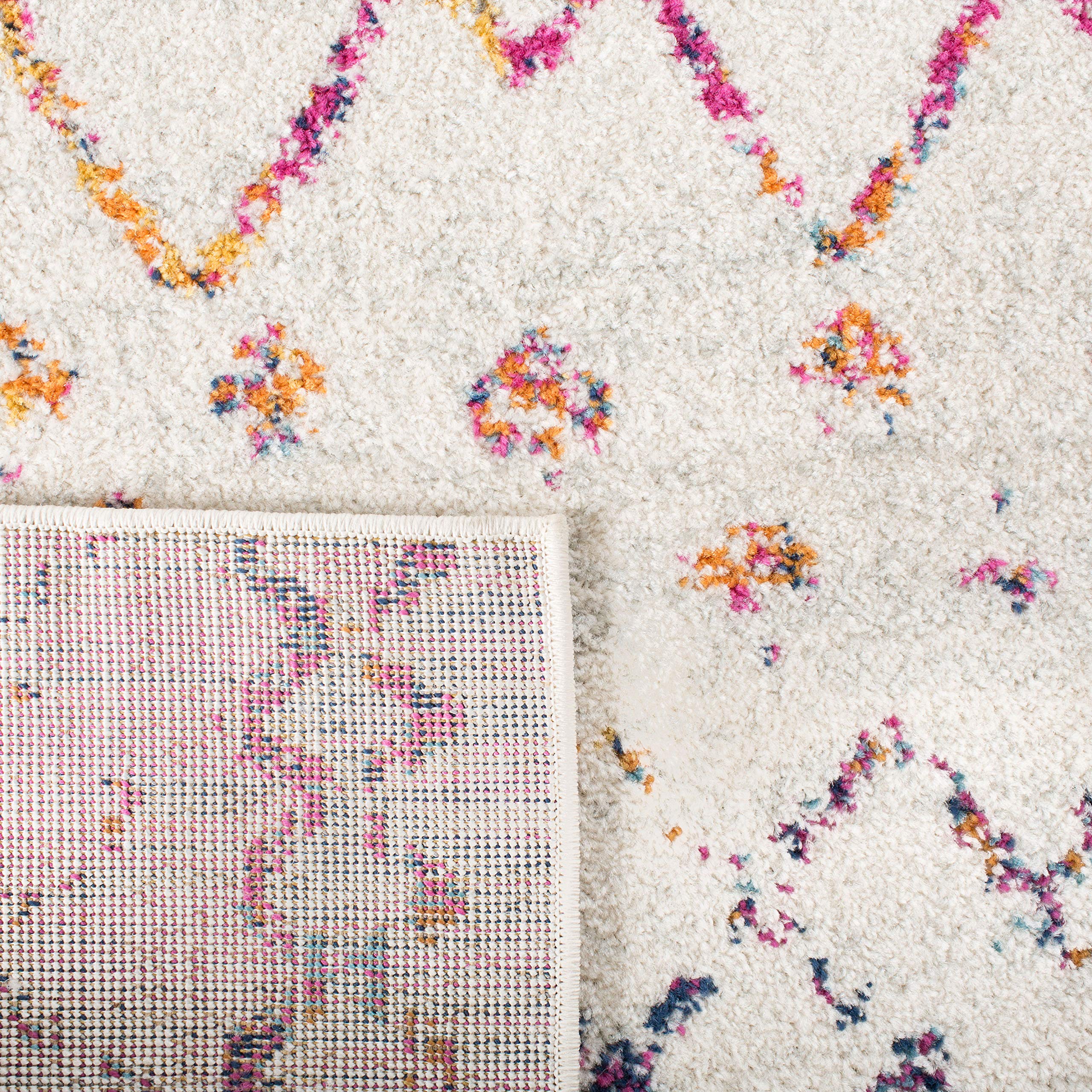 Safavieh Boho Teppich „Madison“ – Kurzflor In Elfenbein & Fuchsia, 80 X 180 Cm Für Wohnzimmer & Schlafzimmer
