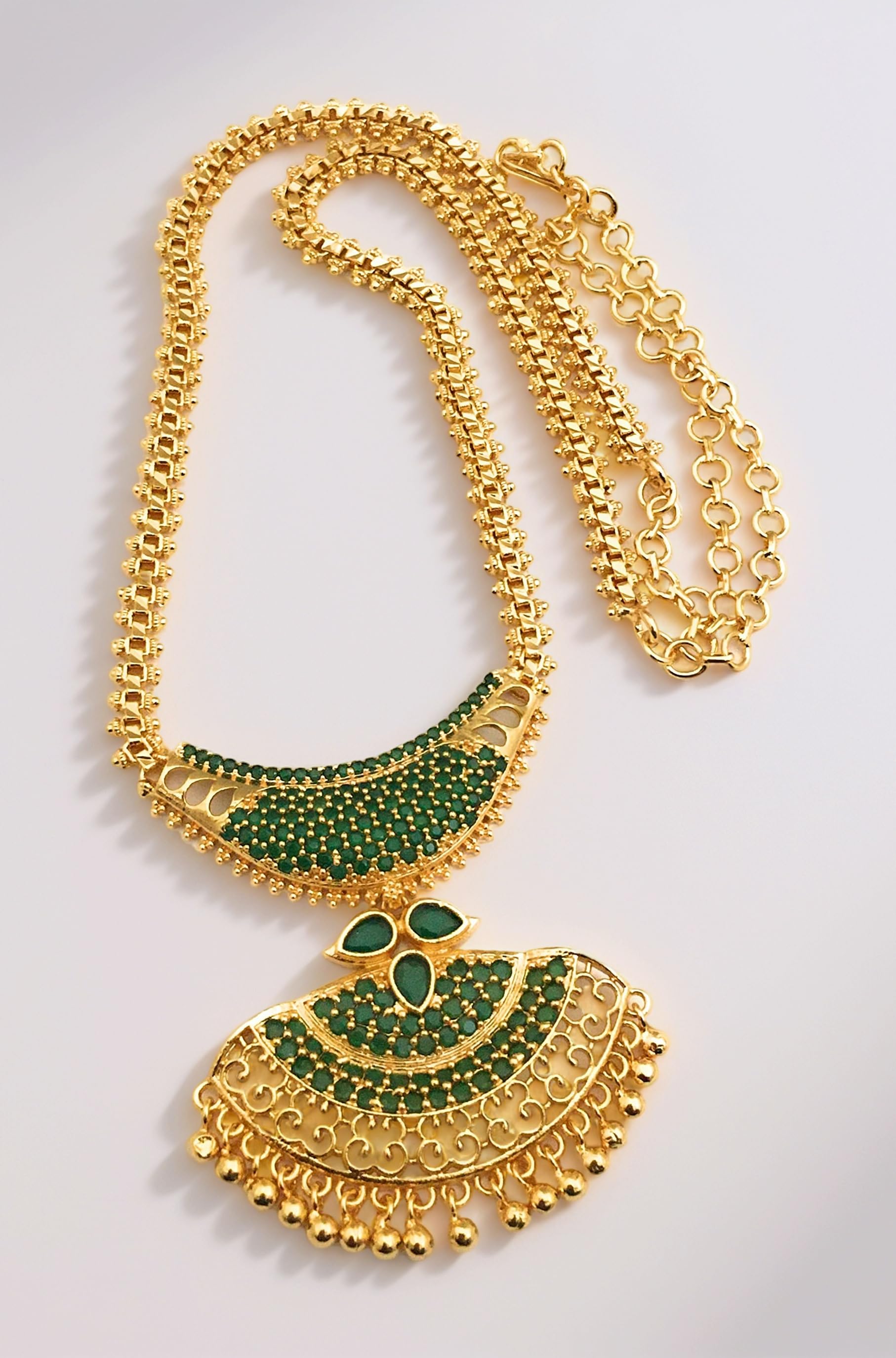 Sasitrends 1 Gram Micro Gold Plated Big Pendant Chain Necklace for Women & Girls