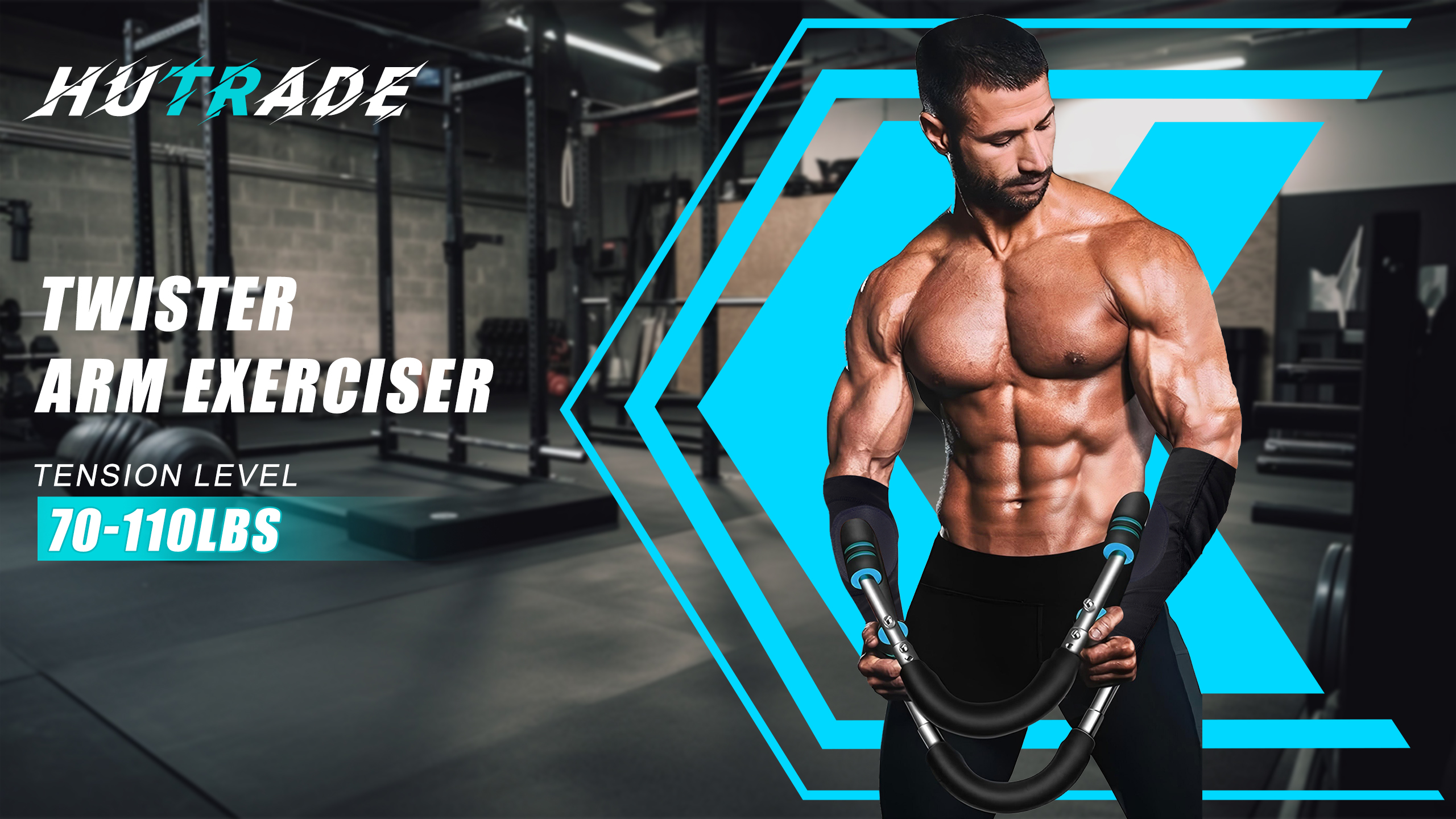 Twister Armtrainer Hutrade - 5 Niveaux De Résistance 30-50 Kg, Poignées Antidérapantes, Manchons Inclus, Musculation Haut Du Corps