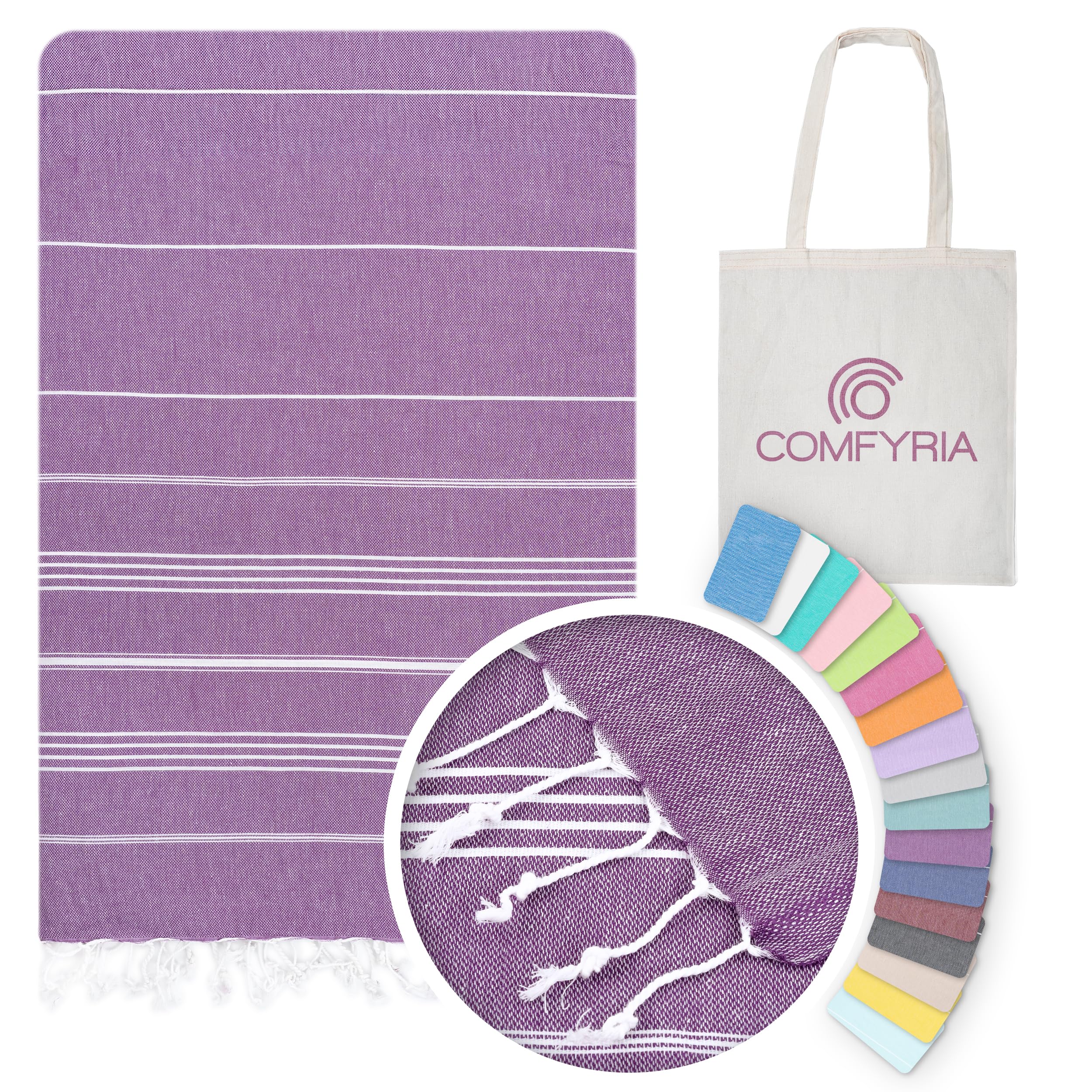 Amazon.com: COMFYRIA Turkish Beach Towel with Tote Bag, Extra