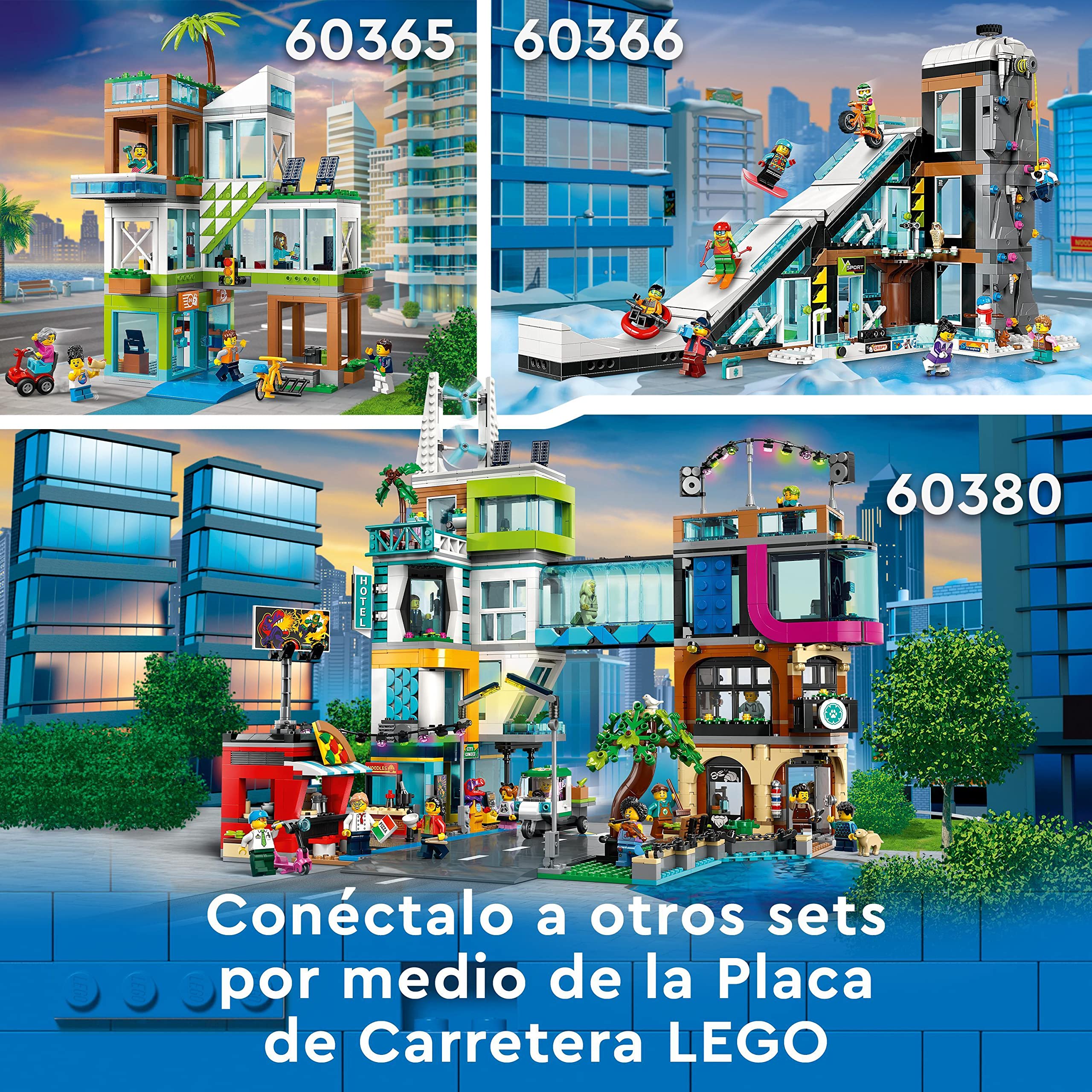 LEGO 60364 City Set de Parque de Skate Callejero, Juguete para Niños y Niñas de 6 Años en Adelante, con Bici, Skateboard, Scooter, Patines en Línea y 4 Minifiguras para Realizar Acrobacias, Set 2023