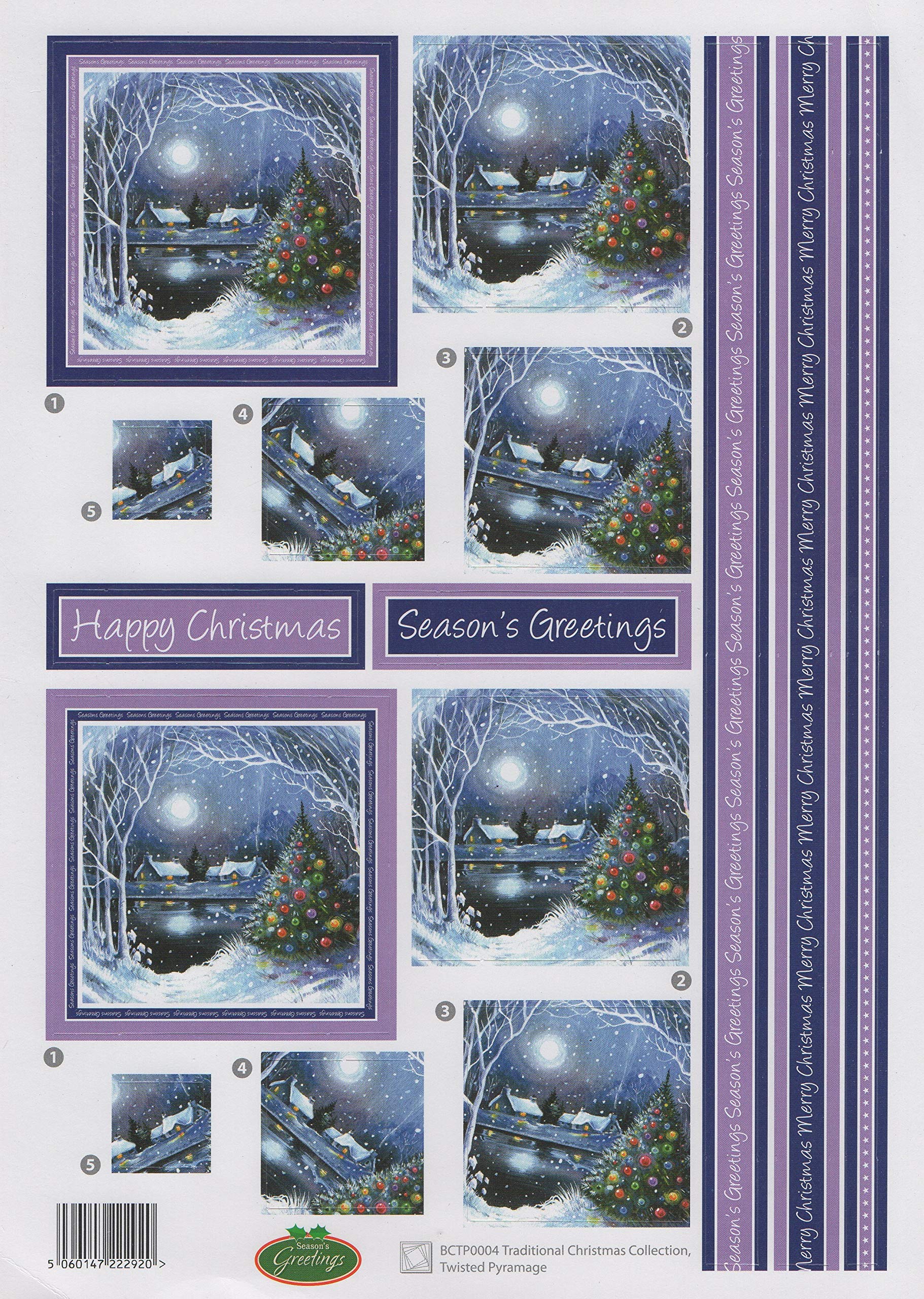 Buzz Craft Buzzcraft 3D Die Cut Twisted Pyramage Decoupage Sheet - Bctp0004 Traditional Christmas Selection