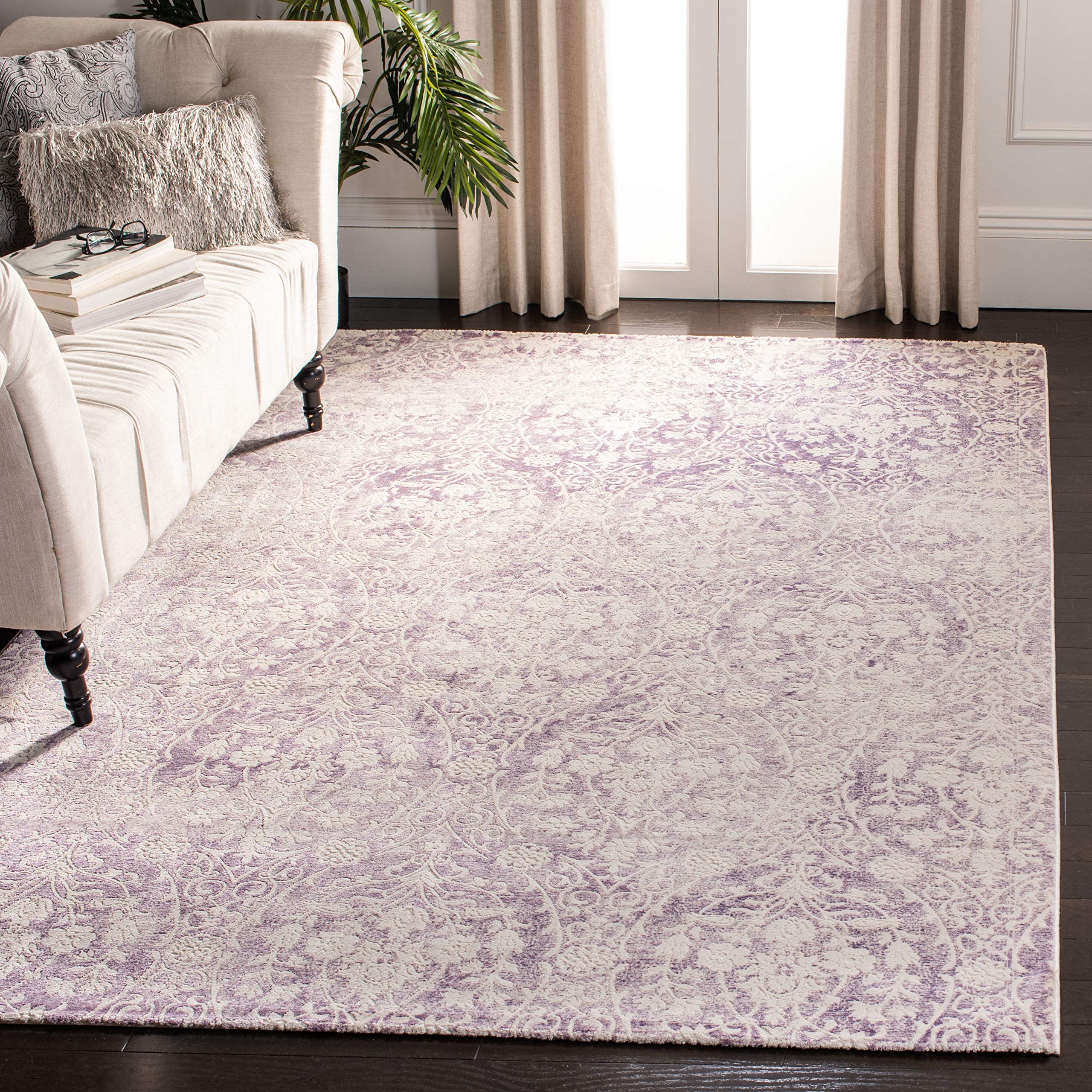 Tapis de sol vieilli haut de gamme SAFAVIEH Passion lavande et ivoire court