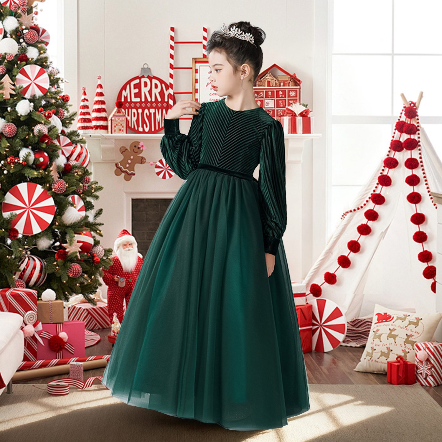 floor length christmas dress Evergreen
