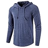 Men's Gym Workout Active Long Sleeve Pullover Lightweight Hoodie Casual Hooded Sweatshirts
