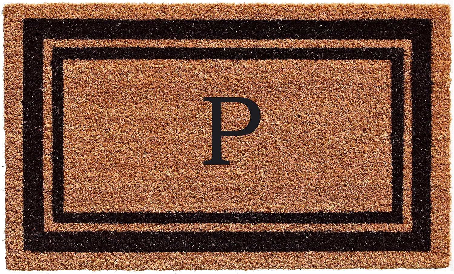 Calloway Mills 152961830P Black Border 18" x 30" Monogram Doormat, (Letter P)