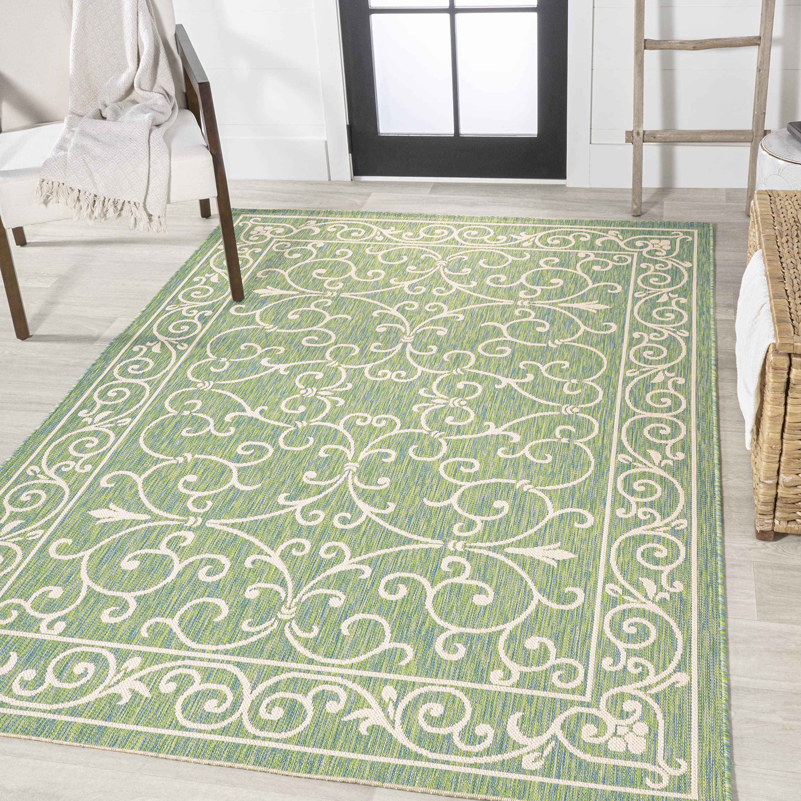 Eyely BMS106K-5 Santa Monica Charleston Vintage Filigree Textured Weave Indoor/Outdoor Area Rug Classic, Bedroom, Kitchen, Backyard, Patio,