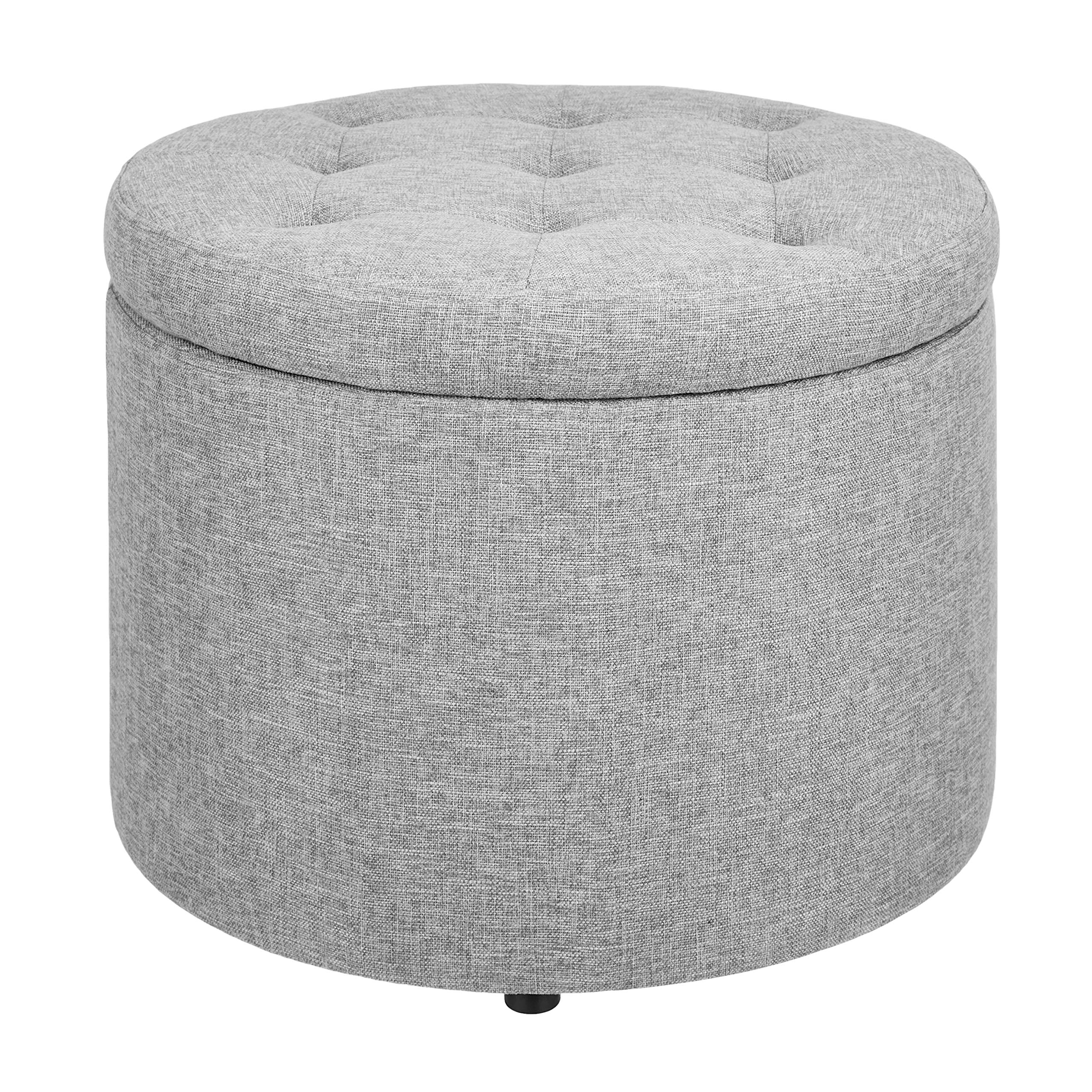 First Hill Round Ottoman with Insert Circular Shoes Stool Gray fabric