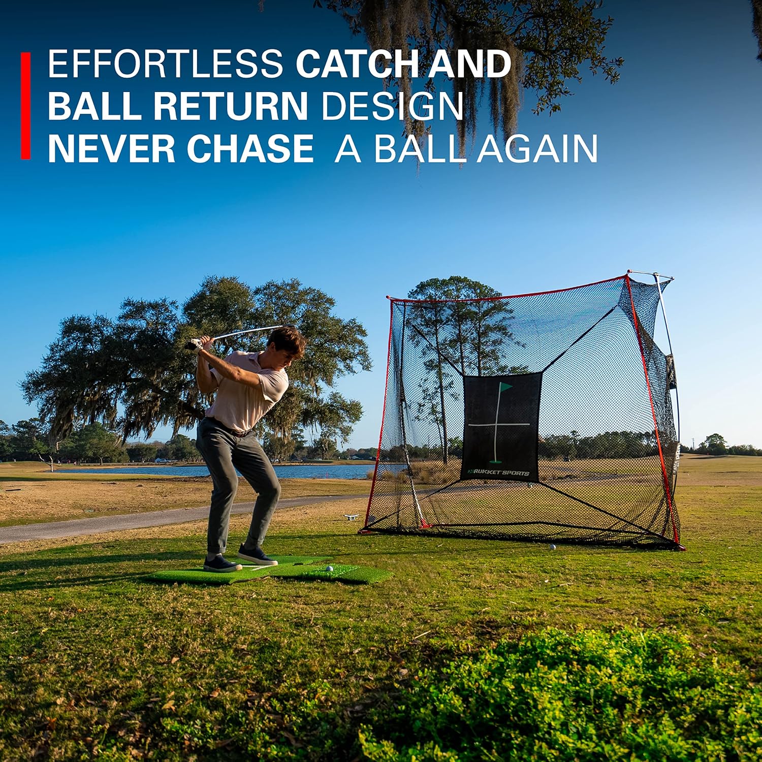 Rukket 9x7x3ft Haack Golf Net Pro, Practice Driving Indoor and Outdoor, Professional Golfing at Home Swing Training Aids, by SEC Coach Chris Haack