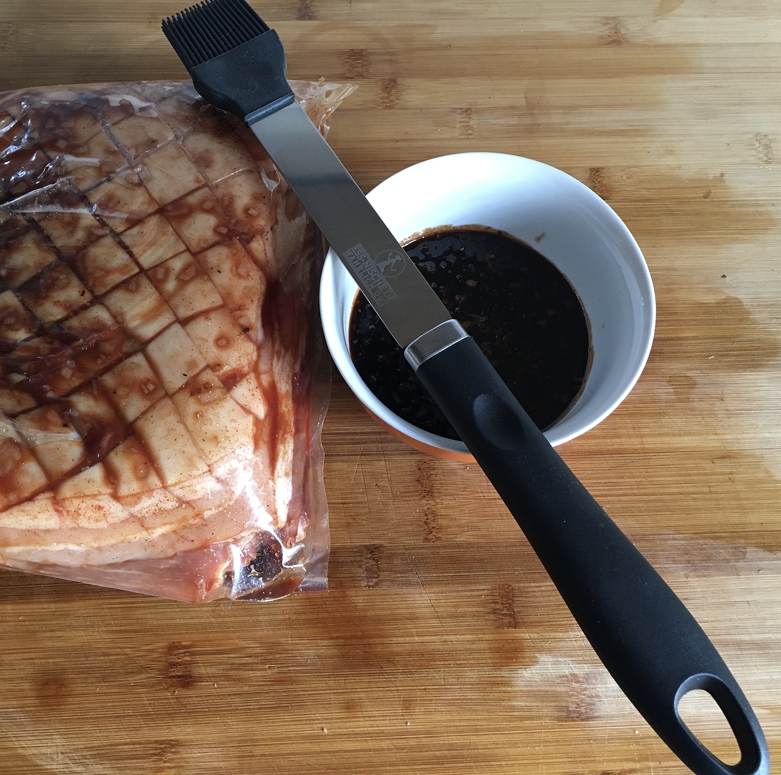 Ess-Nische® Pennello per griglia per Barbecue XXL Resistente al Calore in Acciaio Inossidabile e Silicone per marinare la Carne - Pennello da Pasticceria per glassare i Dolci