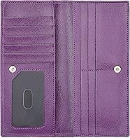 Vista 5 de Lavemi Cartera de cuero ultradelgada para mujer con bloqueo RFID, soporte para tarjetas de crédito plegable, billetera larga de dama