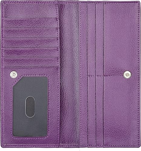 Miniatura 5 de Lavemi Cartera de cuero ultradelgada para mujer con bloqueo RFID, soporte para tarjetas de crédito plegable, billetera larga de dama