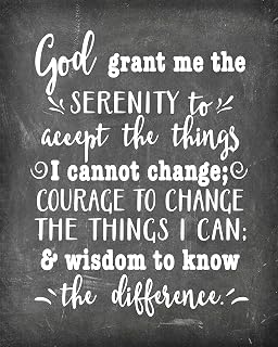 Simply Remarkable Serenity Prayer - Poster Print Photo Quality - Inspirational Wall Art for Alcoholics Anonymous, AA, Narcotics Anonymous, NA - Made in USA (8x10, Prayer 1 - Chalk)