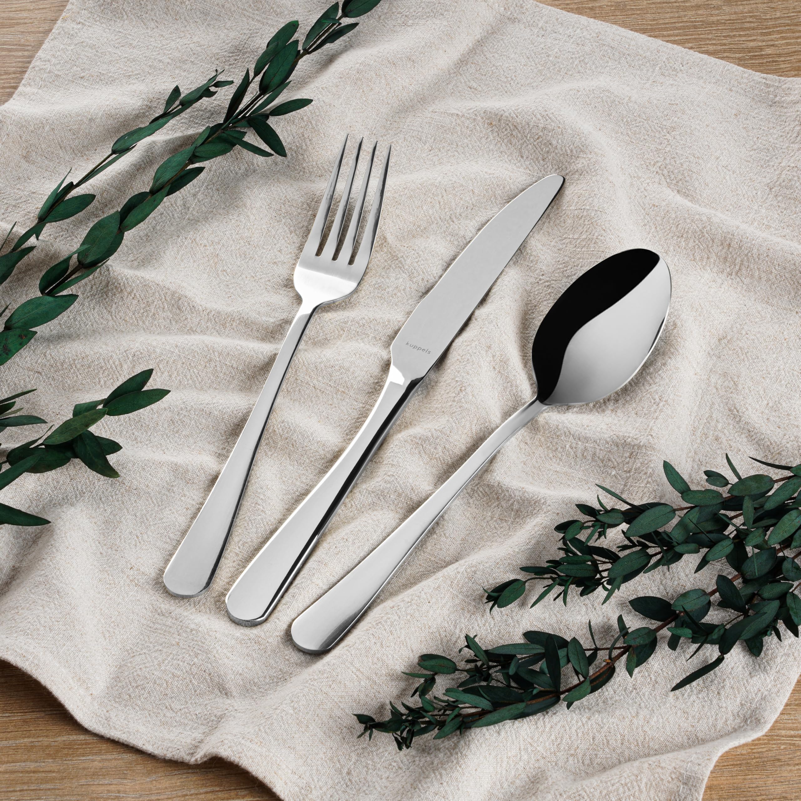 Kuppels Delia Set de couverts 30 pièces | Couverts à dîner pour 6 personnes | Couverts tendance modernes | Acier inoxydable 18/0 poli miroir | Passe au lave-vaisselle
