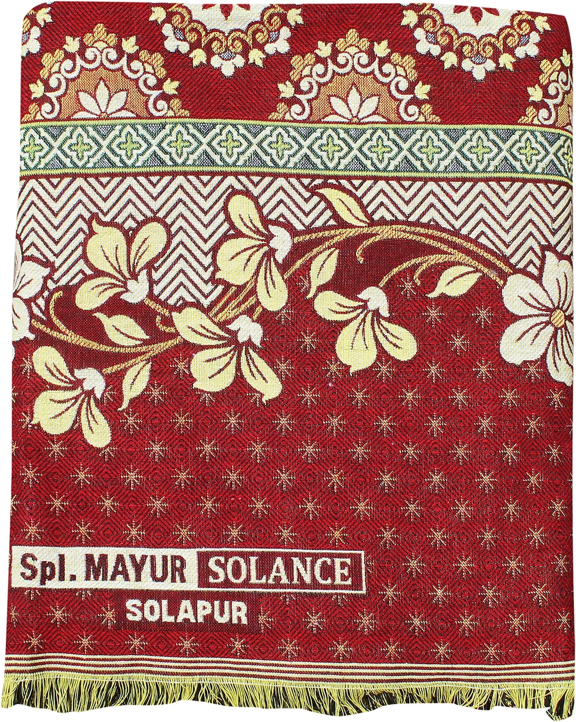 Cotton Mayur Pankh Solapuri Chaddar (Extra Large Double, Red)